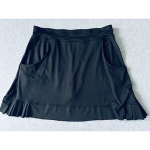 Emerald 18 Golf Black Ruffled Skort Skirt With Pockets Tennis Womens Medium